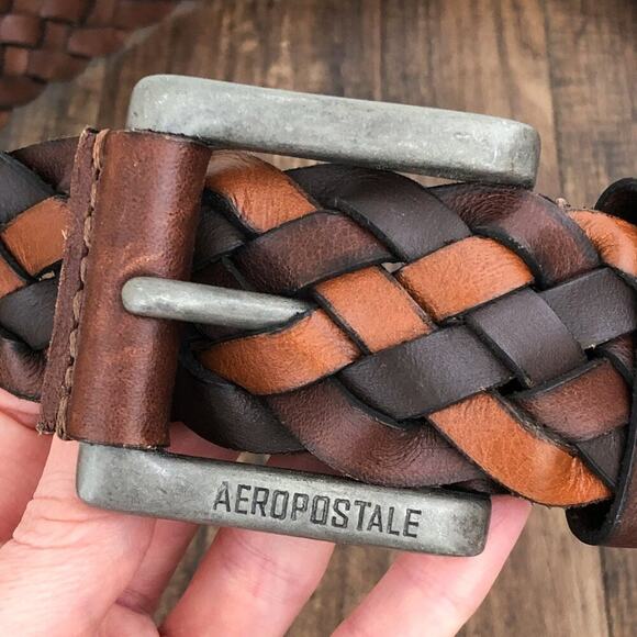 Aeropostale Y2K Woven Leather Belt Rugged Thick Durable Mens Size Medium Brown - Picture 5 of 16